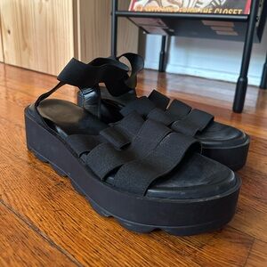chunky black platform sandals